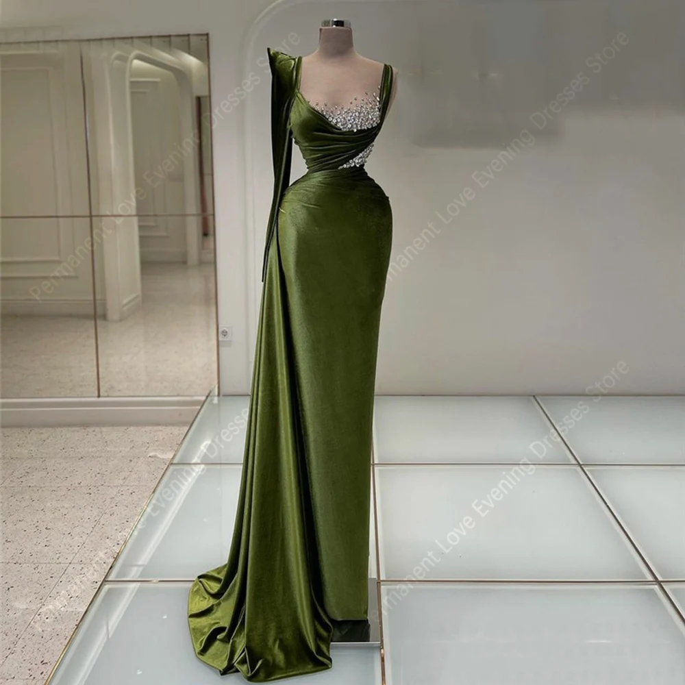 

Single Shoulder Sleeve Women Evening Dresses Gorgeous Mermaid Customized Satin Prom Gown Cocktail Party Mopping Length فساتين سه