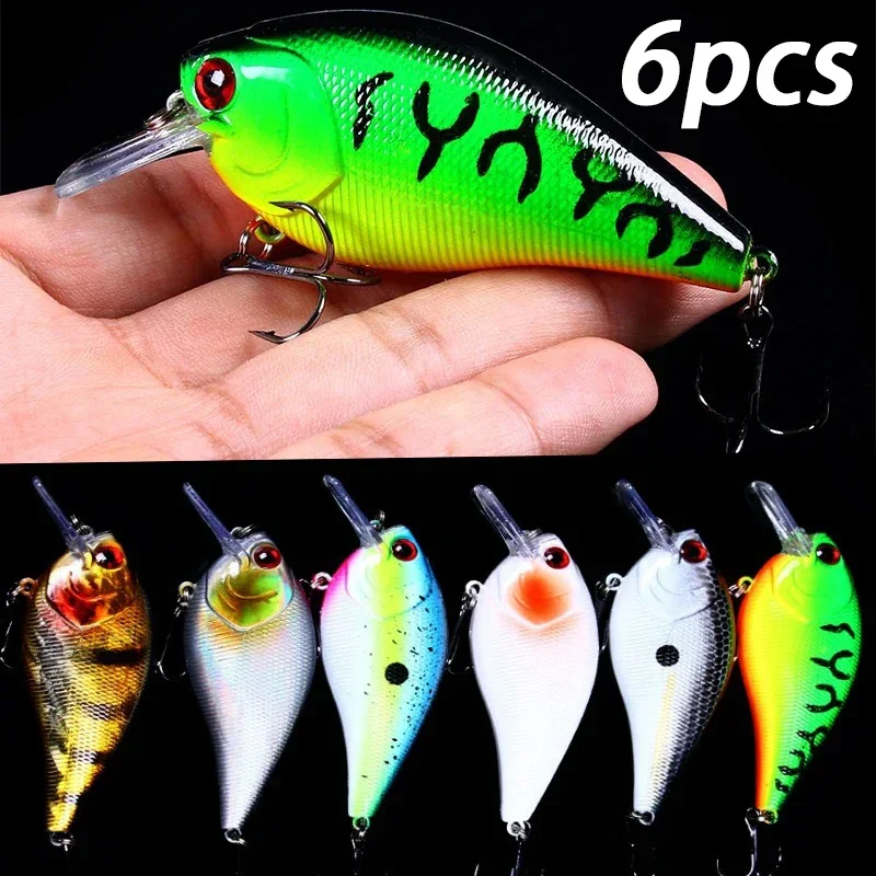 6 uds crankbaits señuelo de Pesca Wobbler Minnow cebo de plástico Artificial duro lubina Pesca Swimbait aparejos de Pesca de carpa - imagen 5