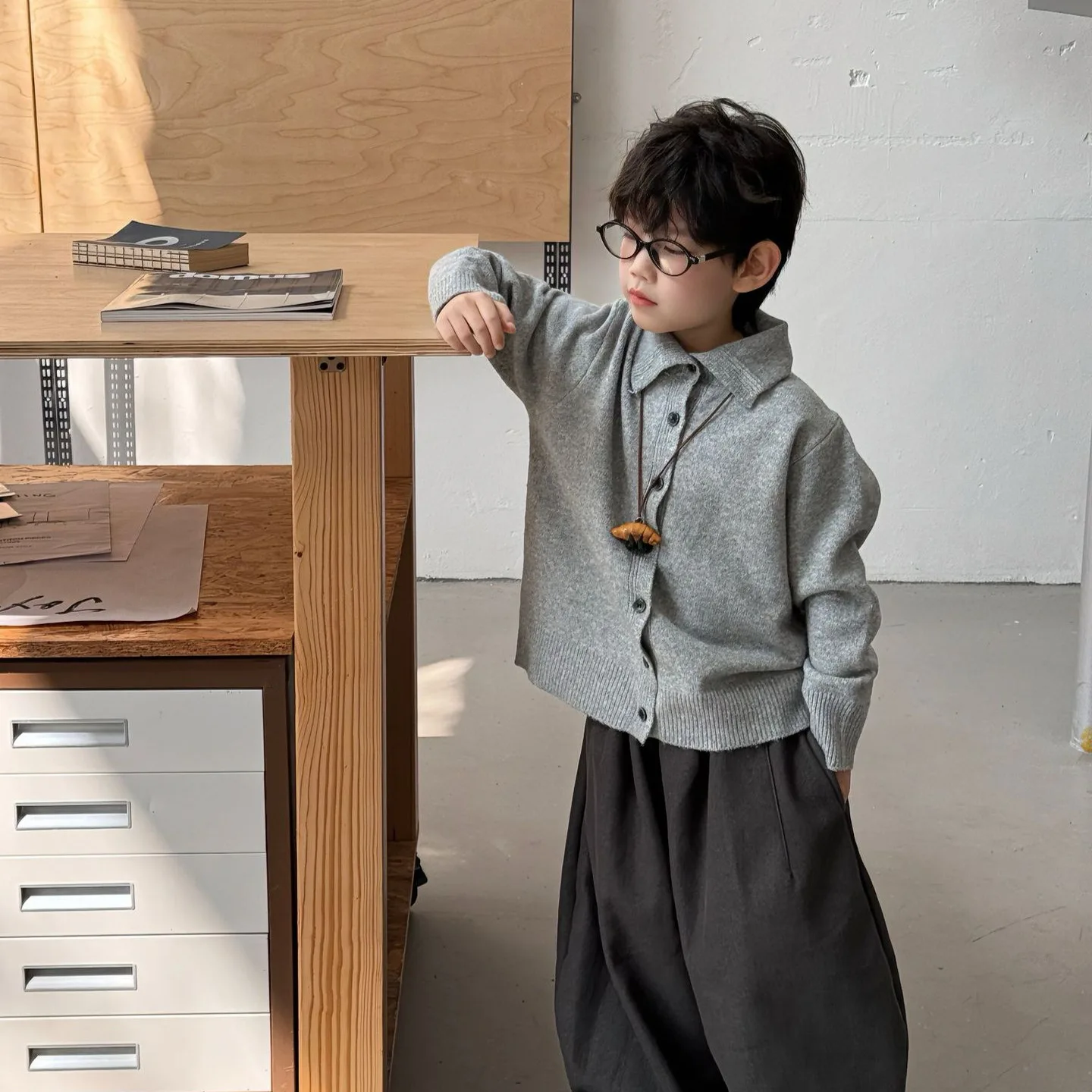 سترة بولو طوق سميكة الرجعية كسول نمط محبوك سترة شتاء جديد بنين الأطفال الكورية فضفاضة عادية جديدة لينة