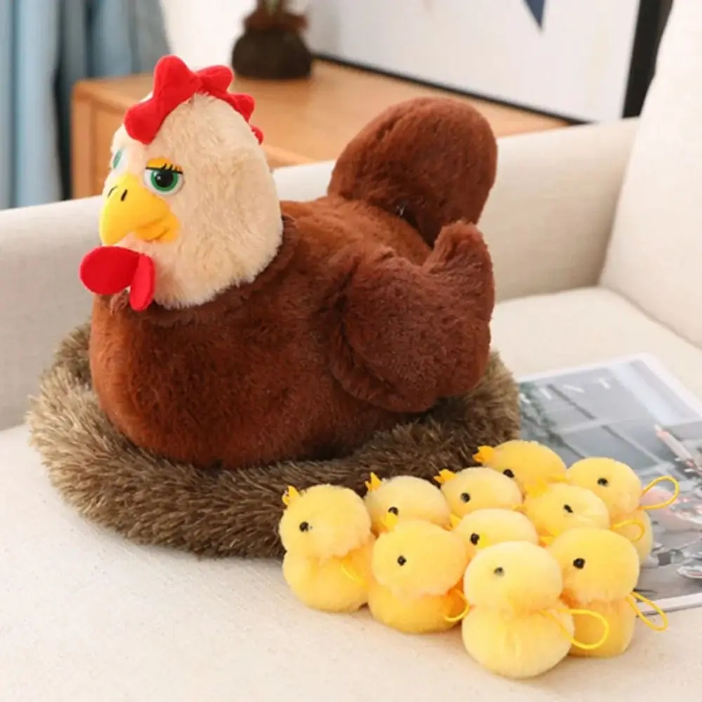 Kawaii จําลอง Hen Plush ของเล่นไก่ตลกสีเหลือง Hen Shape ของเล่นตุ๊กตาน่ารัก Soft Chick ครอบครัวตุ๊กตาของเล่นเด็ก