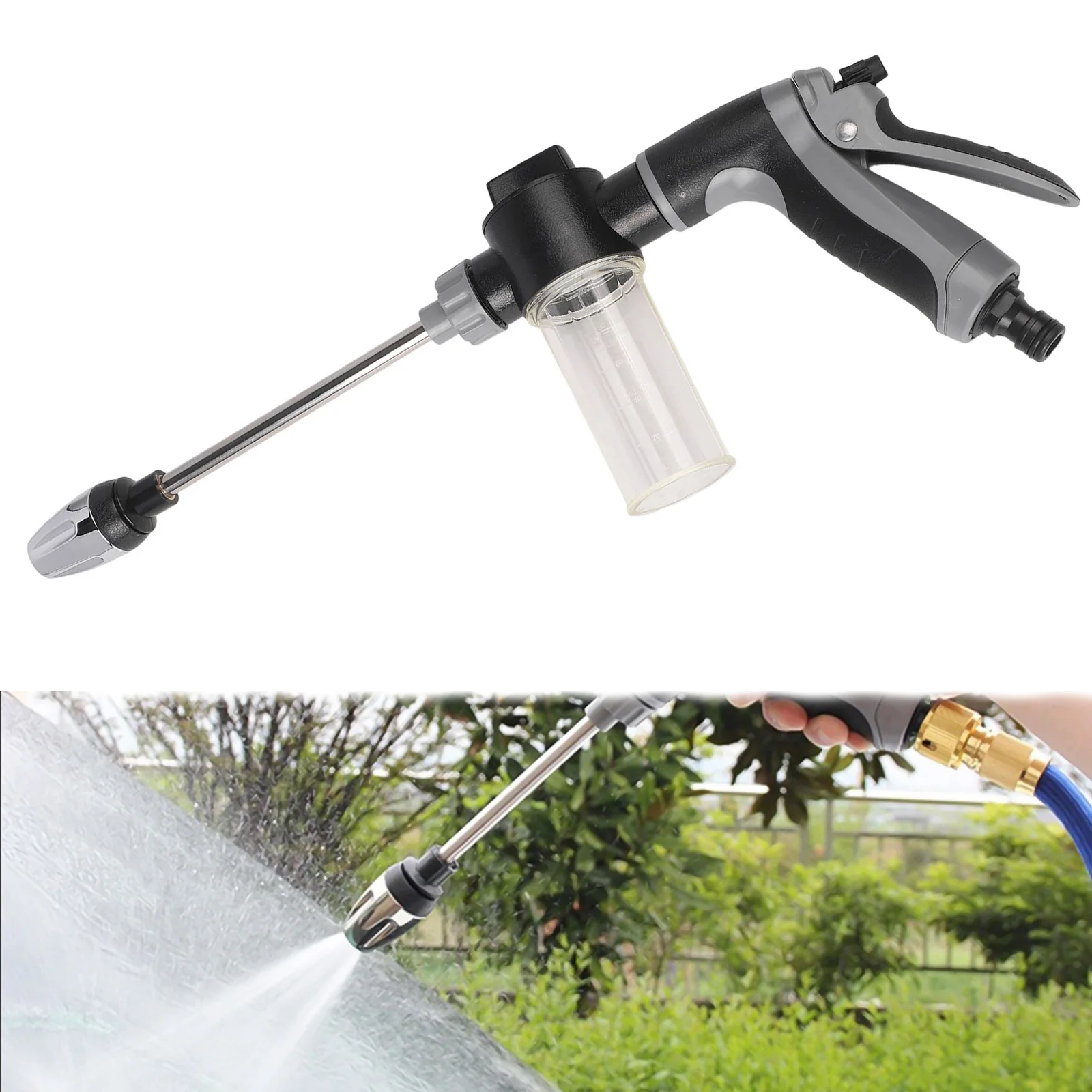 For Car Wash Hose Nozzle with 7 Spray Modes for Lawn Watering Garden Cleaning Driveway Rinsing and Outdoor Task Versatility