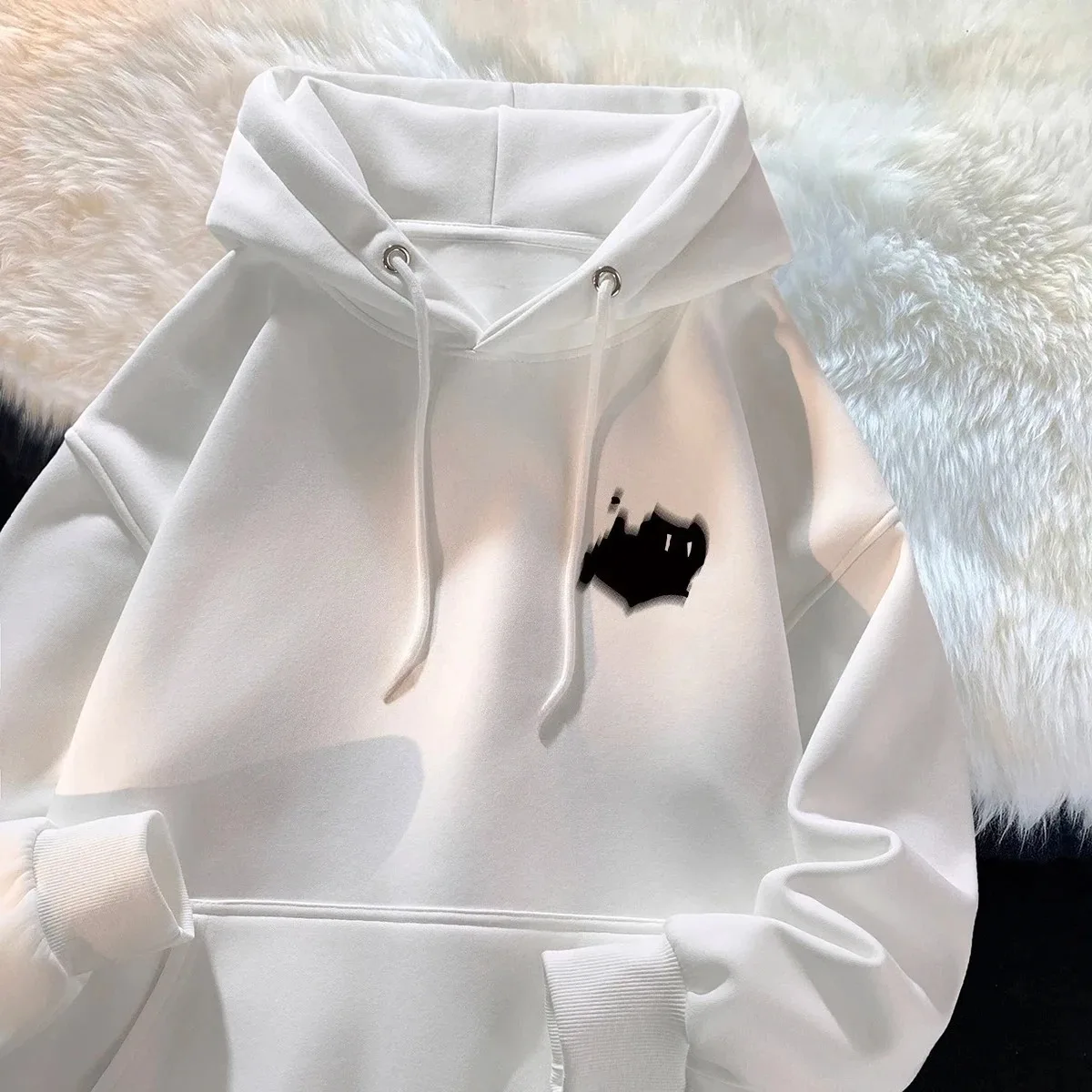 سويت شيرت بقلنسوة كاجوال مطبوع مقاس كبير للرجال والنساء، سويت شيرت بقلنسوة فضفاض للخريف والشتاء #2