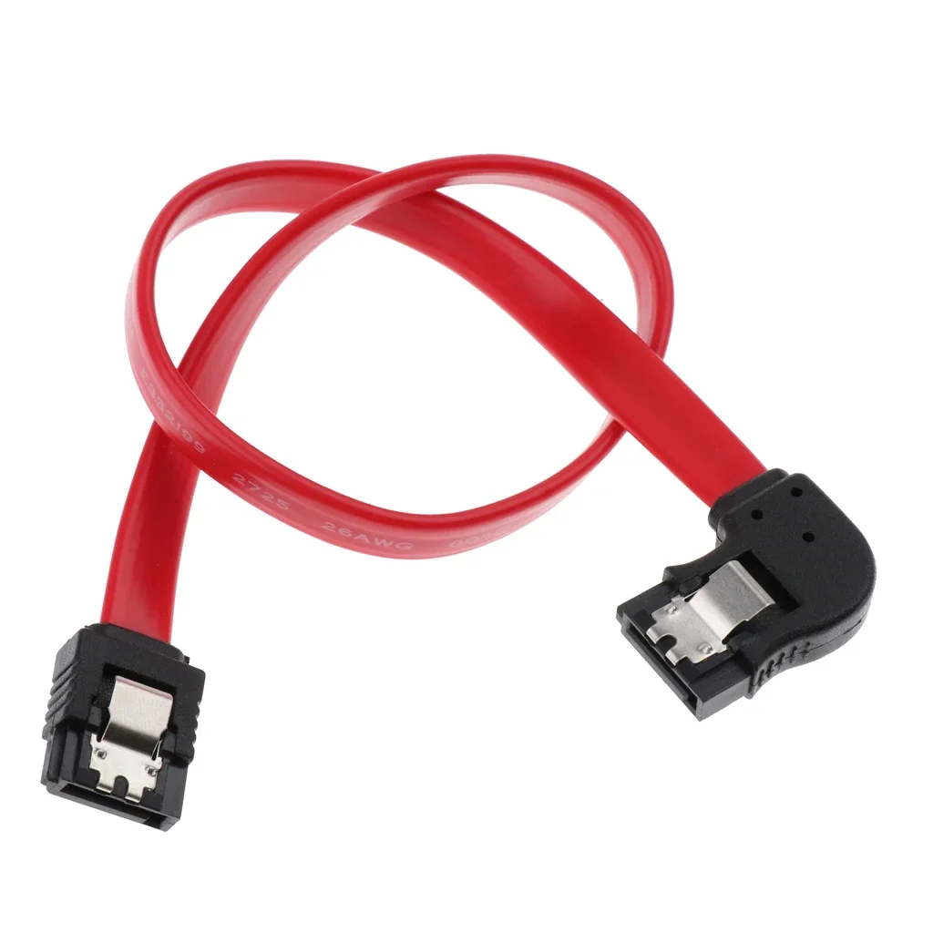 1/2/5/10pcs 0.3/0.5m SATAIII Cables 6Gbps 90 Degrees Left Angle With Locking Latch Red Specifically Designed 26AWG SATA 3 Cable
