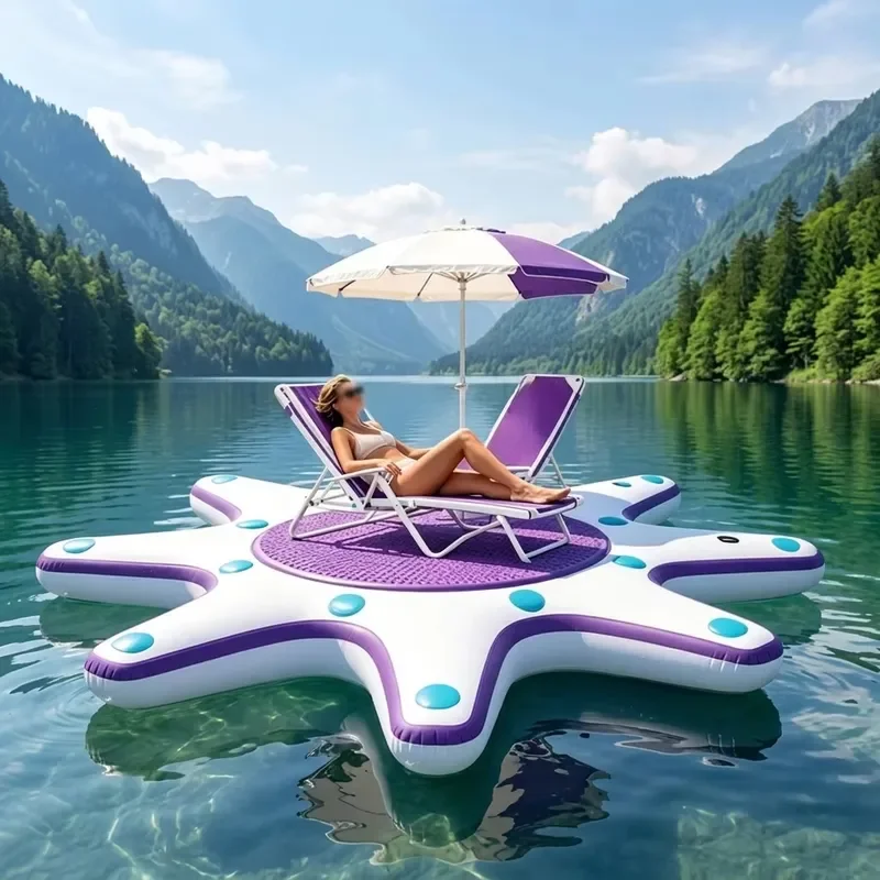 Custom Connectable Inflatable Yoga Fitness Platform | Portable Floating SUP Training Island 3-Fin System for Aqua Gym Water