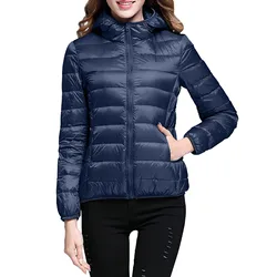 Winter Hooded White Duck Down Jackets For Women Slim Fit Warm Ultra Lightweight Packable Down Coats Lady Outerwear Streetwear