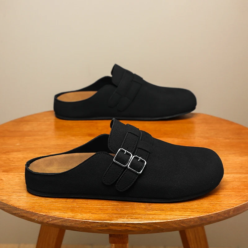 Waterproof Birken semi-towed men's outerwear 2025 summer new anti-slip trend and versatile one-foot Cork slippers