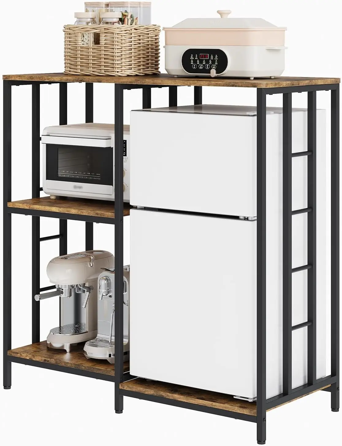 Garvee 40.5In Mini Fridge Stand with Storage 260LBS 4-Tier Freestand Coffee Bar Cabinet for Microwave, Kitchen Baker Rack/Shelf for Spice/Pot/Pan, Space-Saving Design for Dorm