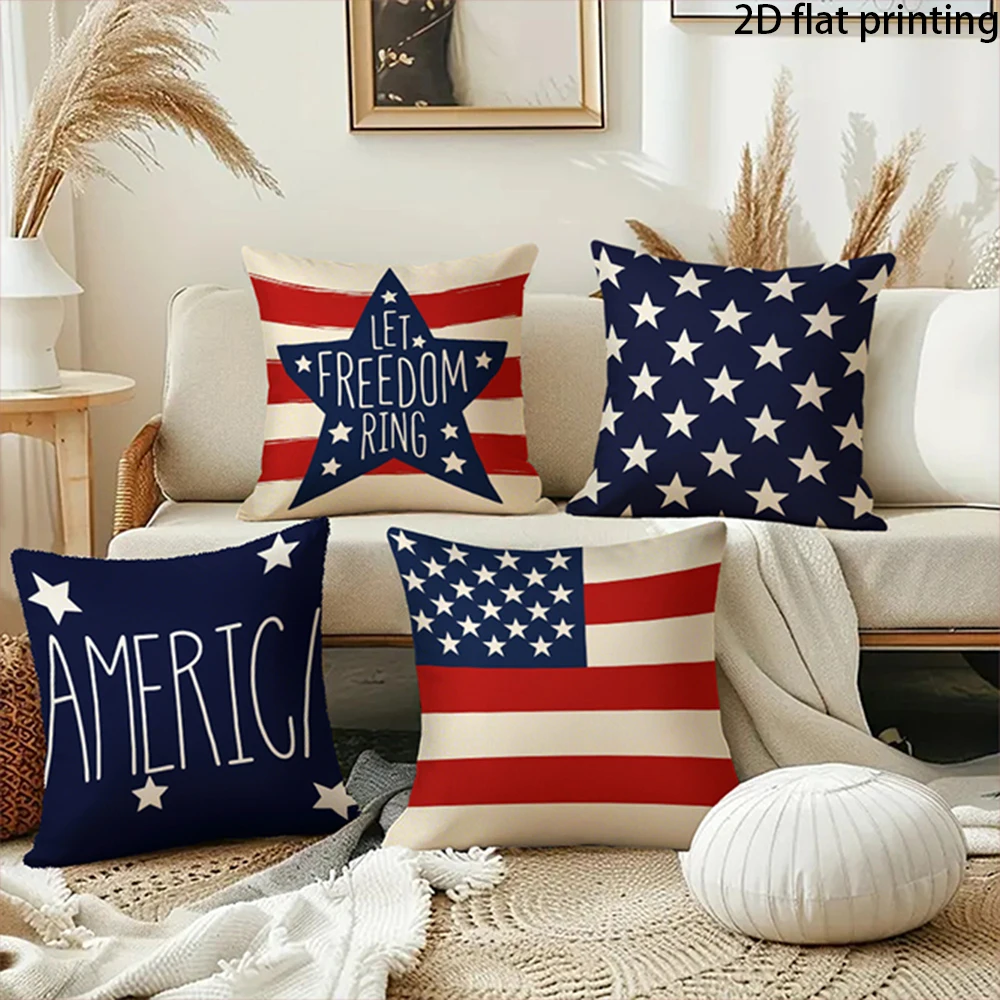 1/4PCS Patriotic American Flag Pillow Covers ,Suitable for beds, sofas, lounge chairs, home decoration.