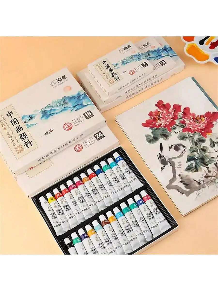 Pigmento per pittura cinese 7/12 colori * 6 ml/0,20 once, 12/18/24/36 colori * 12 ml/0,42 once, adatto per pittura cinese, pittura ad acquerello