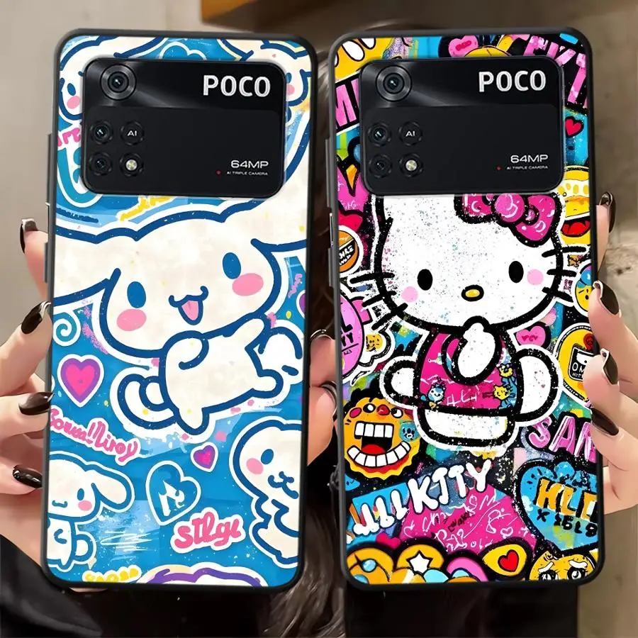 Sanrio Cinnamoroll funda de teléfono suave negra para Xiaomi Poco F8 C71 C50 X3 X4 X5 X7 Pro M3 M4 M7 Pro F3 C61 F1 M5 C75