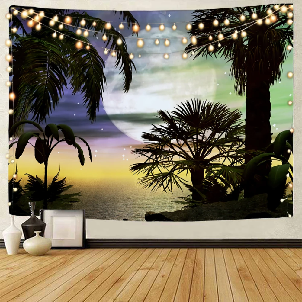 

Forest Moonlight, Lake Night Scenery Moonlight Scenery Decoration tapestry Beautiful Moonlight Scenery Decoration tapestry