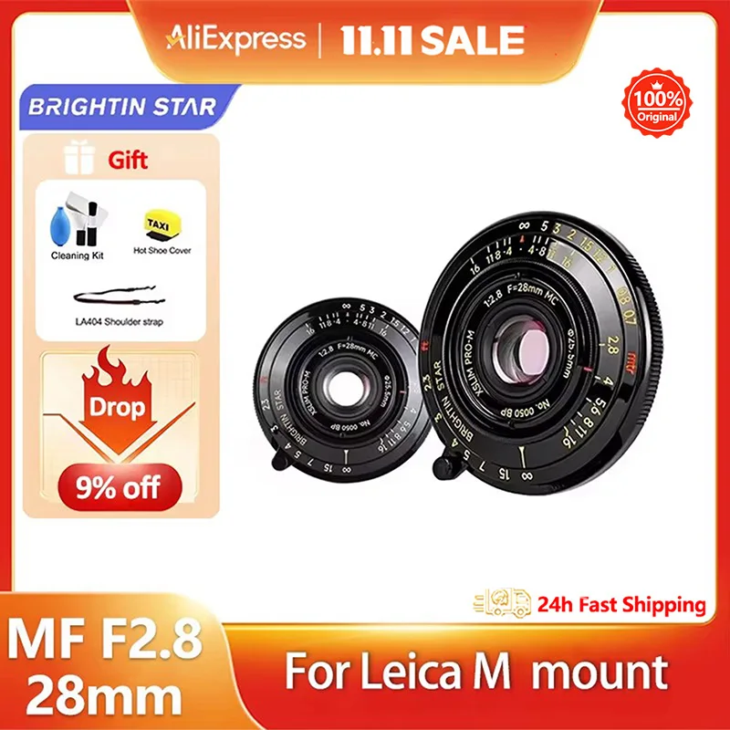 Brightin Star 28 مللي متر F2.8 إطار كامل التركيز اليدوي فتحة كبيرة عدسة الكاميرا ل لايكا م جبل M8 M9 M10 M11 M240 M240P