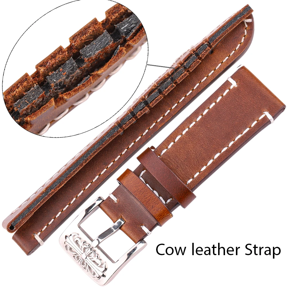 Cow Leather Watch Band Bracelet for Huawei Samsung Galaxy Watch 4 3 Strap Women Men 20mm 22mm 7colors Vintage Watchband