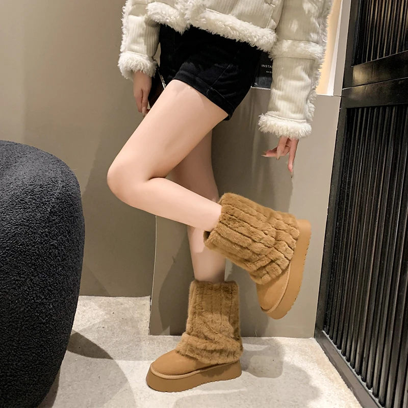 Women Furs Leg Warmer Winter Furry Long Boot Cuffs Fuzzy Shoe Cover Party Costume for Holiday Festival Performances Play