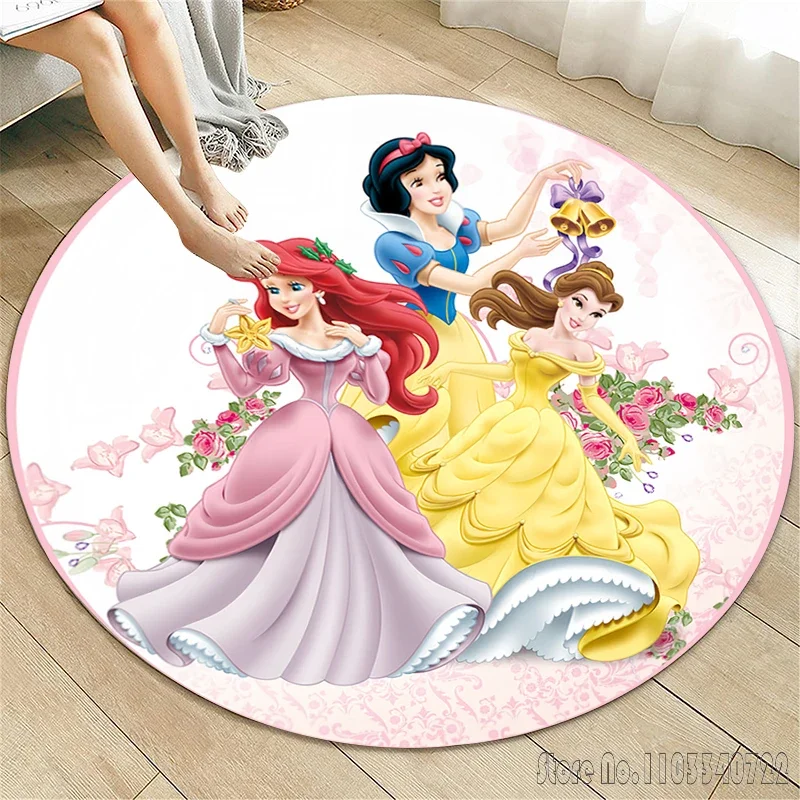 Princesses Girls Round Carpet for Living Room Rugs Camping Picnic Mats Flannel Anti-Slip,carpets for Living Room Anime Rug