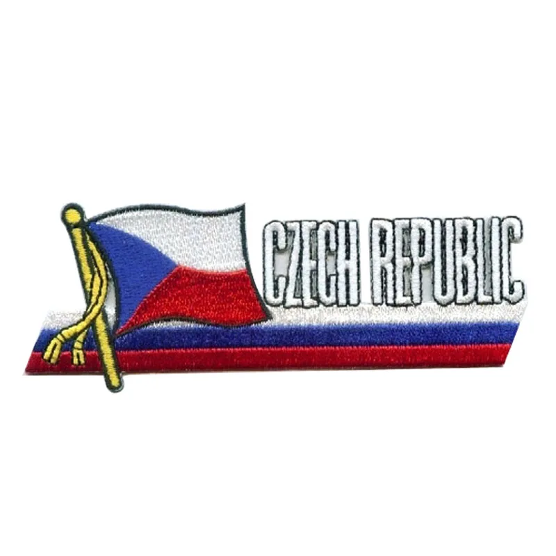 

Czech Republic Flag Patch Label Maker Clothing Tags Cotton Labels for Clothing Twill with Iron On Backing Customized MOQ50pcs