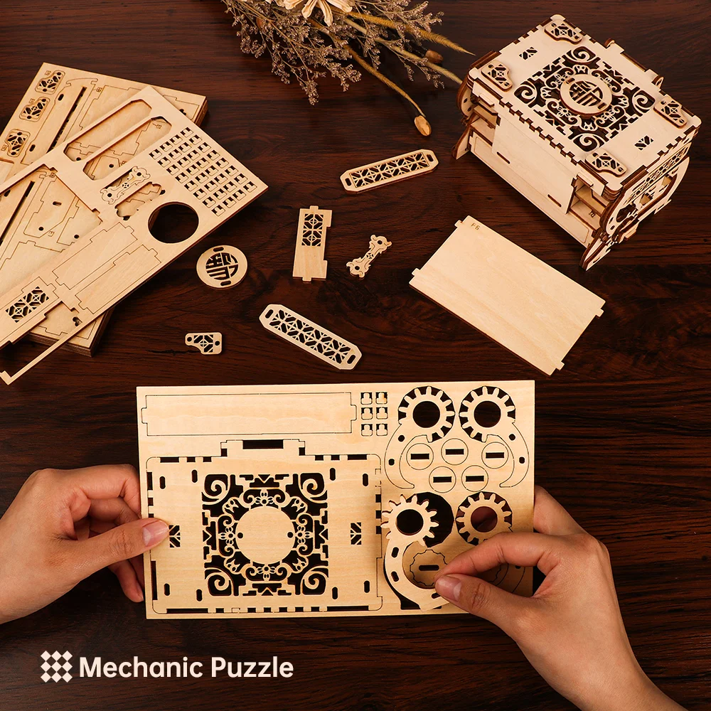 Nette 3D Holz Puzzles DIY Antike Schmuck Box Handwerk Kit Modell Bildung Puzzle Spielzeug Dekoration Geburtstag Geschenke Für Dame Mädchen