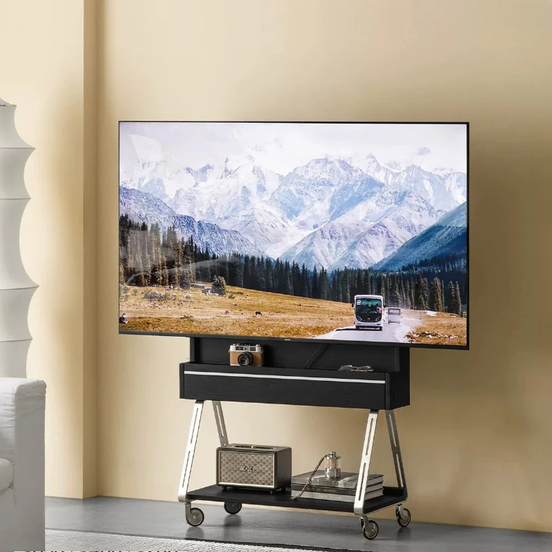 TV stand simple movable with wheels Living room floor monitor bracket hanger