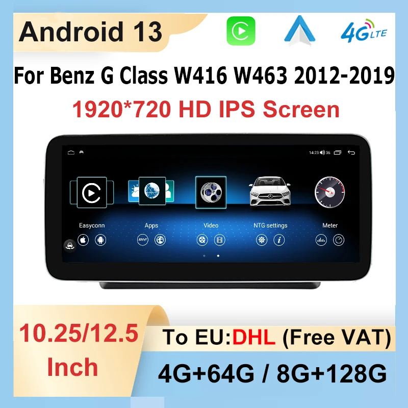 

10.25" / 12.5" Android13 Car Radio Multimedia Player For Mercedes Benz G Class G500 W461 W463 Carplay Auto GPS Navigation 4GLTE