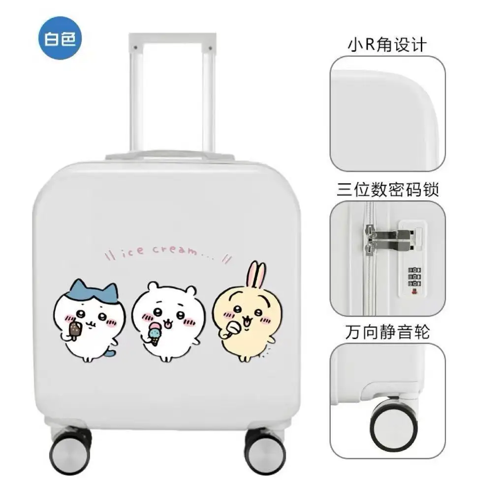 

Anime Chiikawa Hachiware Suitcase Trolley Case 18 Inches Children Adult Storage Box Cartoon Kawaii Lovely New Travel Cute Usagi