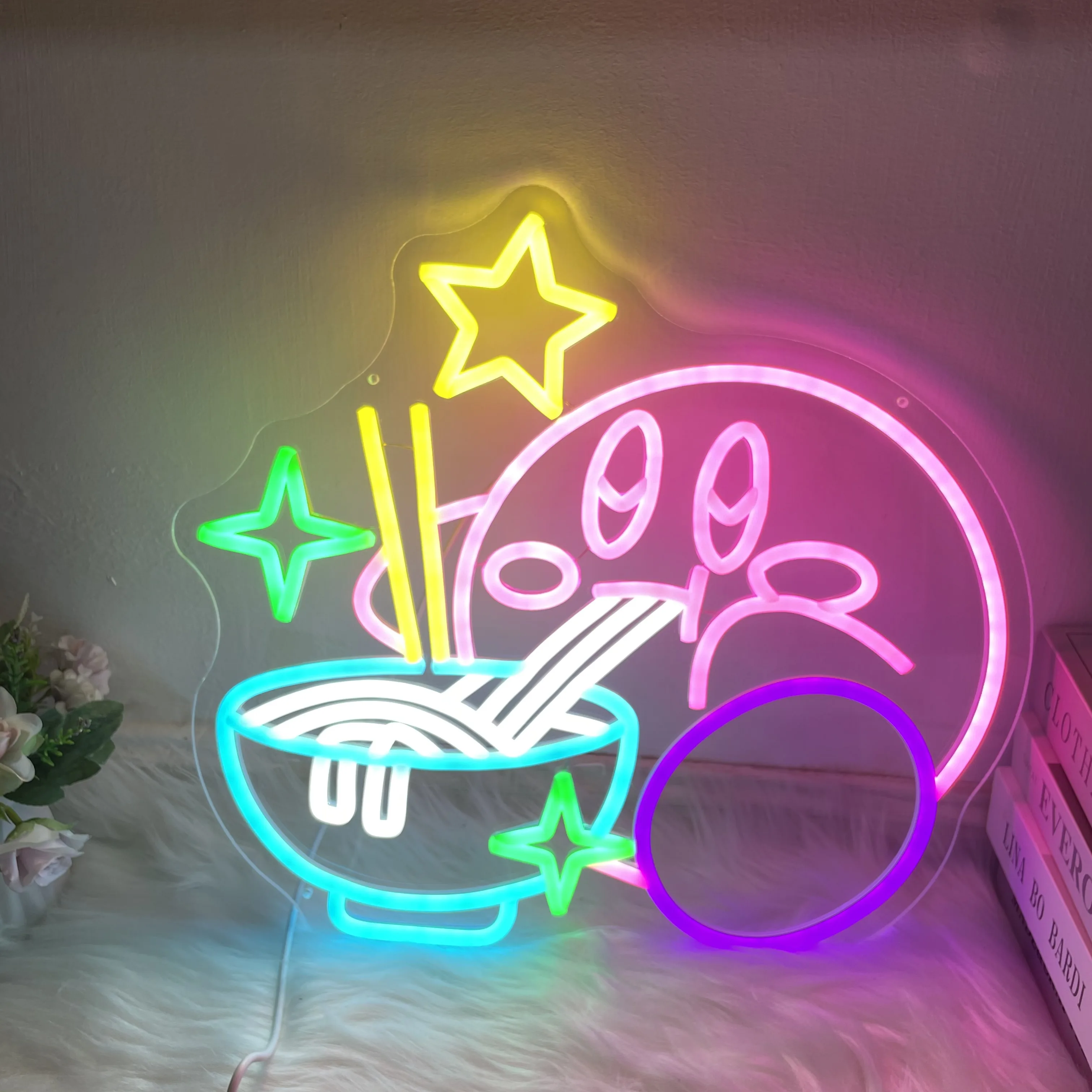 Anime Ramen Neon Sign Cartoon Noodles Led Neon Light Sign Home Wall Decor Gift For Teen