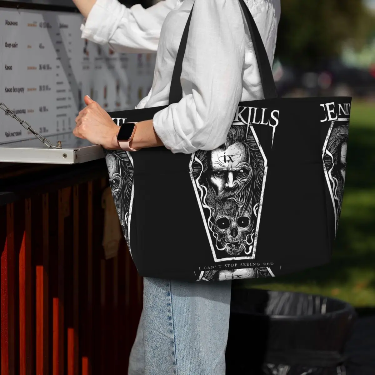 

Michele Nolli Ice Nine Kills Beach Tote Bag Sport Gym Yoga Duffle Large Tote Bag Women Travel Bag Fitness bag