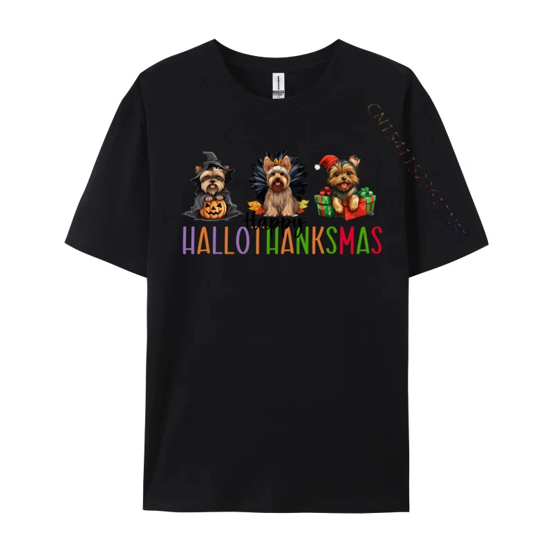 Dog Happy Hallo Thanks Mas Terrier Holiday Normal 2024 Discount Group T Shirt Combed Cotton Men's Tees