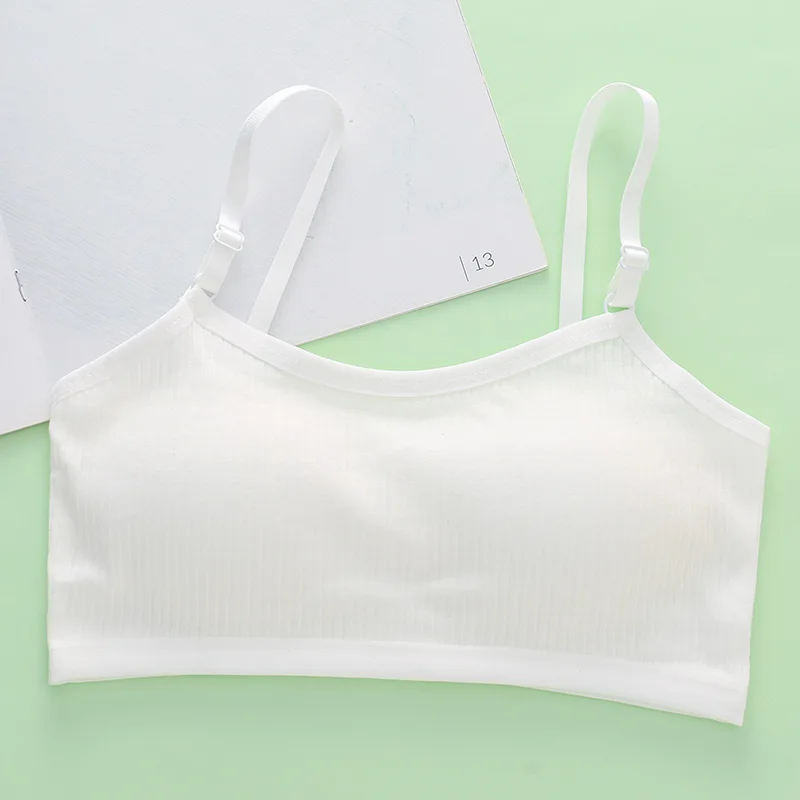 Teenage Girl Vest Solid Color Simple Daily Underwear Cotton Underwear Soft and Comfortable Lightweight Breathable Camisole Vest - view 2