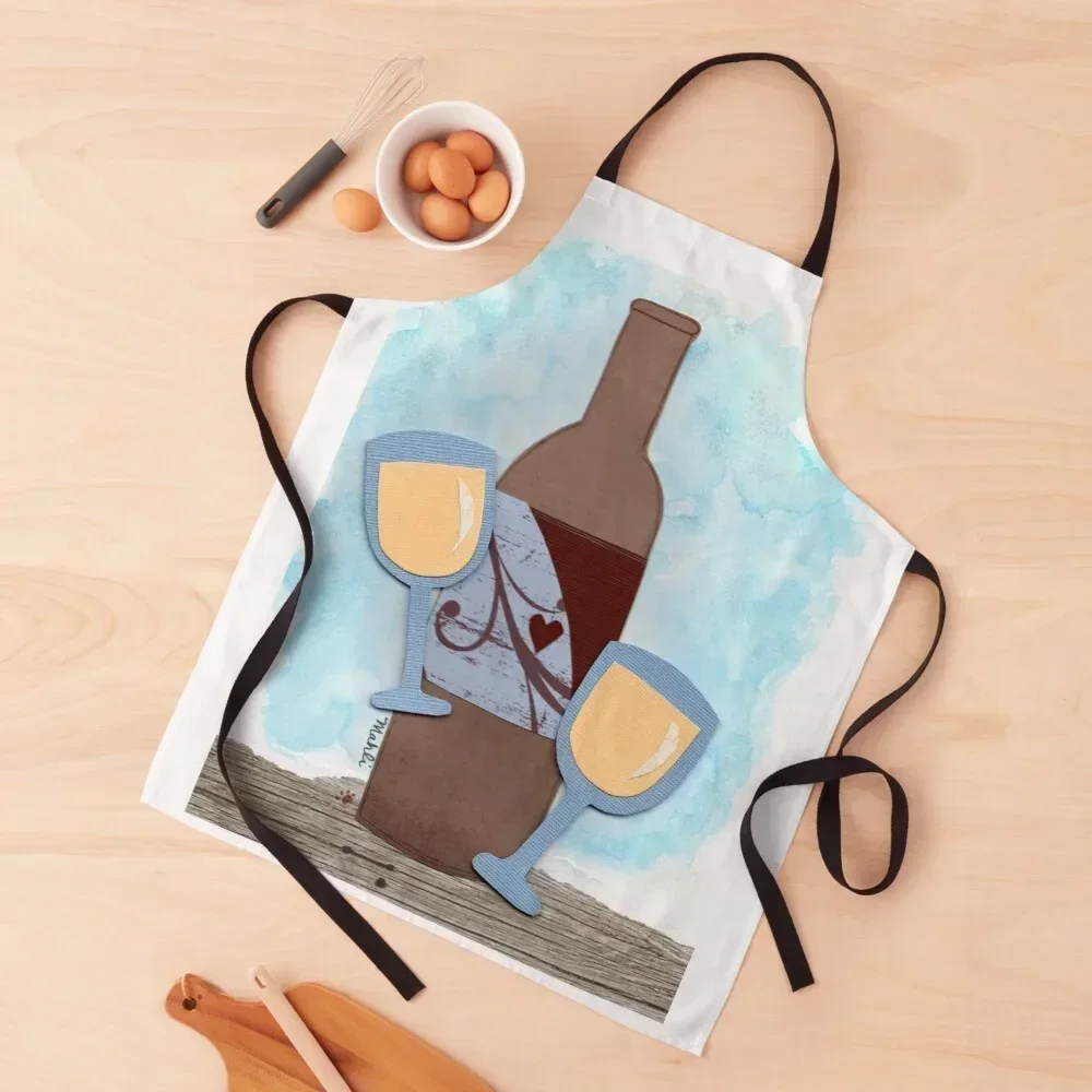 

Wine with glasses Apron New year's kitchen item Waterproof Kitchen For Women for home useful pieces Apron