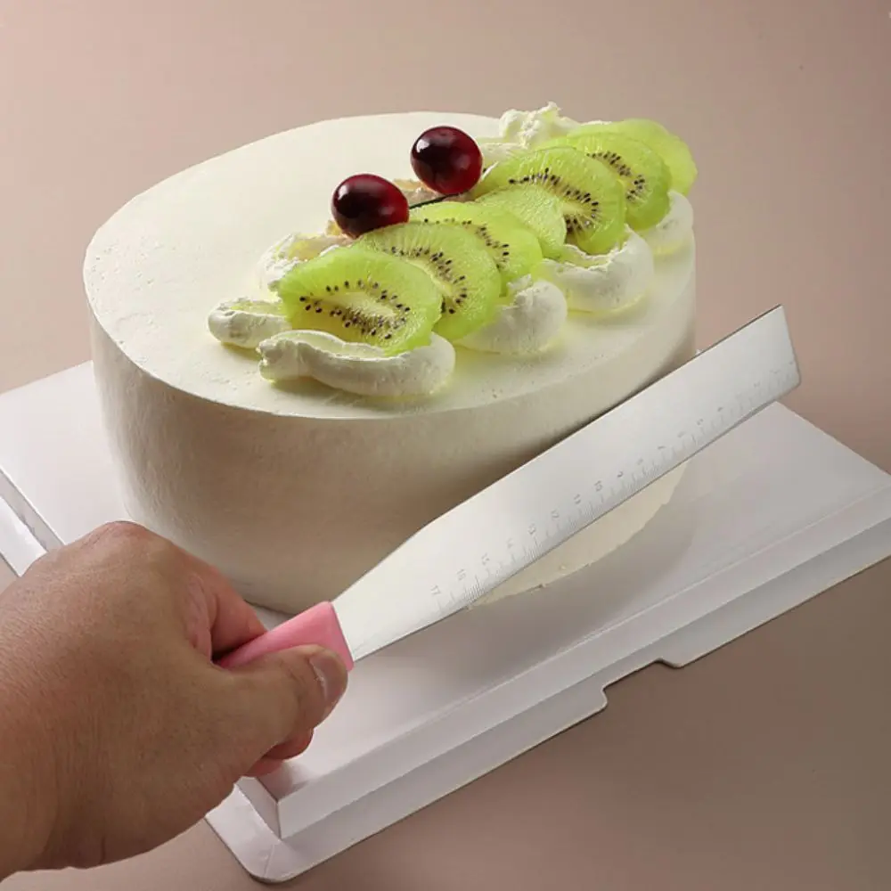 3PCS 8/10/12 in Stainless Steel Cake Cream Spatula Rust-proof with Markings Right Angle Spatula Non-slip Handle Icing Spatula