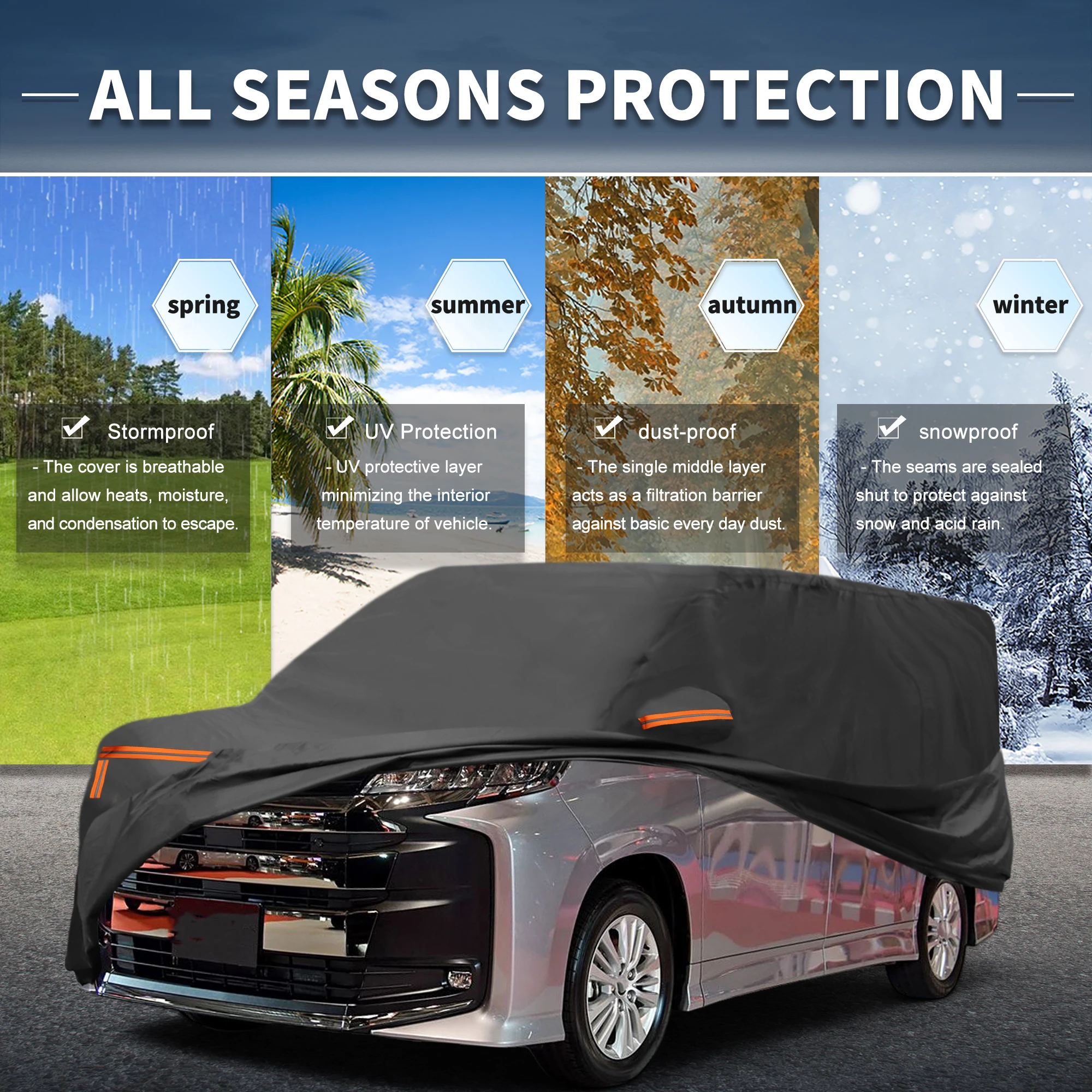 

Uxcell Waterproof Car Cover - Uv-Resistant Outdoor Full Exterior Protection for Audi A1 190T-Pu Black with Right Side Zipper