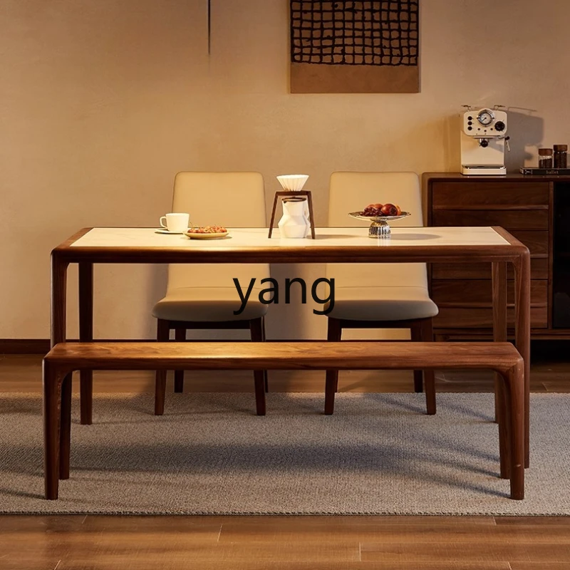 

YHM rock slab rectangular all solid wood negotiation table and chair combination