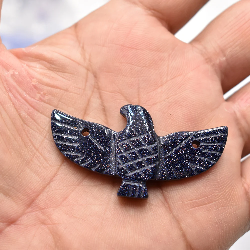 Großhandel 4 Stück/Set Modische geschnitzte Naturstein-Amethyste Lapislazuli Adler-Vogel-Tier-Anhänger für Schmuckherstellung Kostenlos – Detail 7