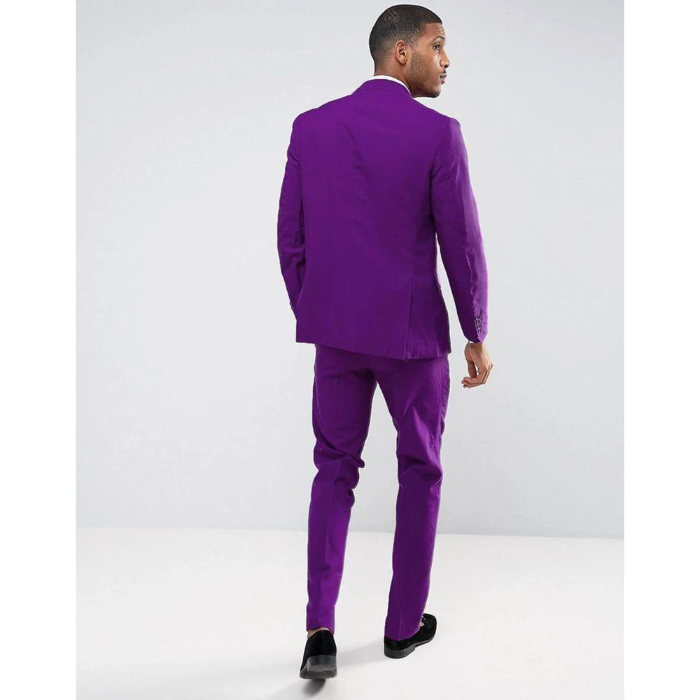 Purple Men Suit Two-piece Set Minimalist and Slim Fitting High-quality Male Single Breasted Sasual Set