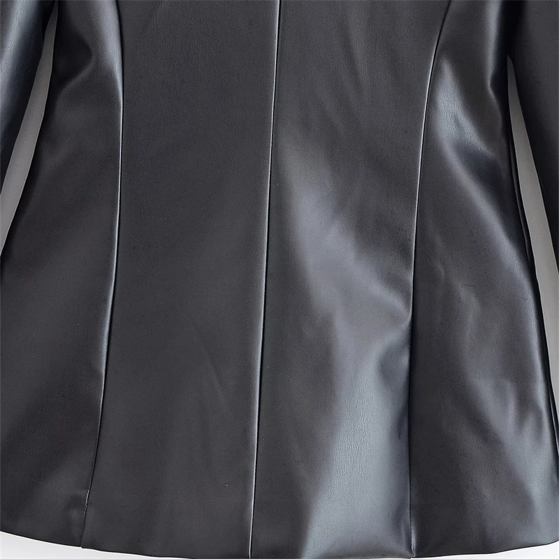 KEYANKETIAN Autunno Nuove Donne Abbigliamento Un Bottone Flip Pocket Slim Fit Nero Ecopelle Vestito Delle Donne Cappotto Top PU Giacca