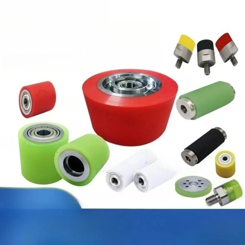 Polyurethane Roller Coated Double Bearing Roller Unpowered Drive Wheel Conveyor Belt Labeling Machine PU Roller