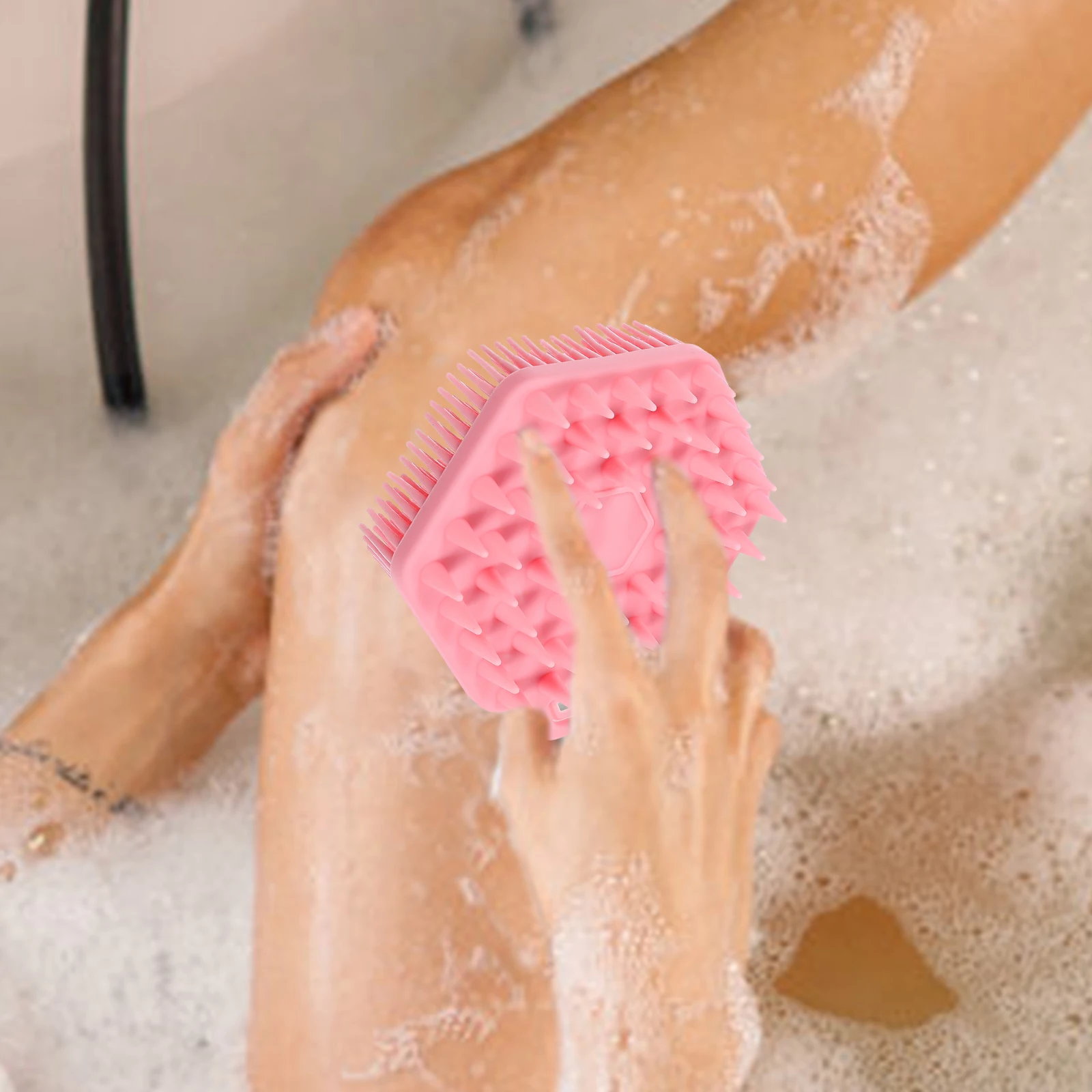 

2Pcs Dual Sided Bath Massage Brush Silicone Hair Body Scrubber Exfoliator Shower Accessories