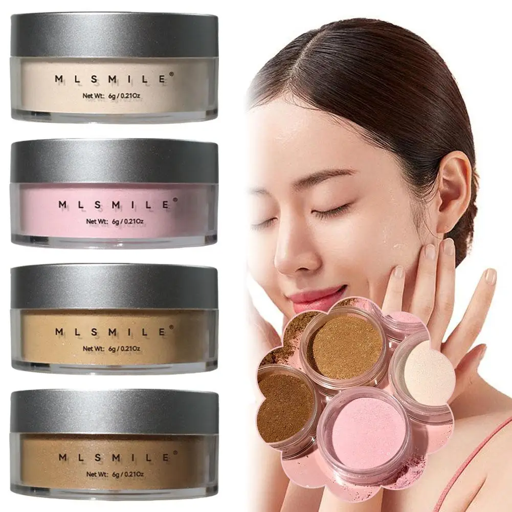 Glitzer Abbinde pulver 4 Farbe lang anhaltende Öl kontrolle natürliches Make-up Perl glanz Gesicht lose kosmetische Puder Schimmer matt j2b7