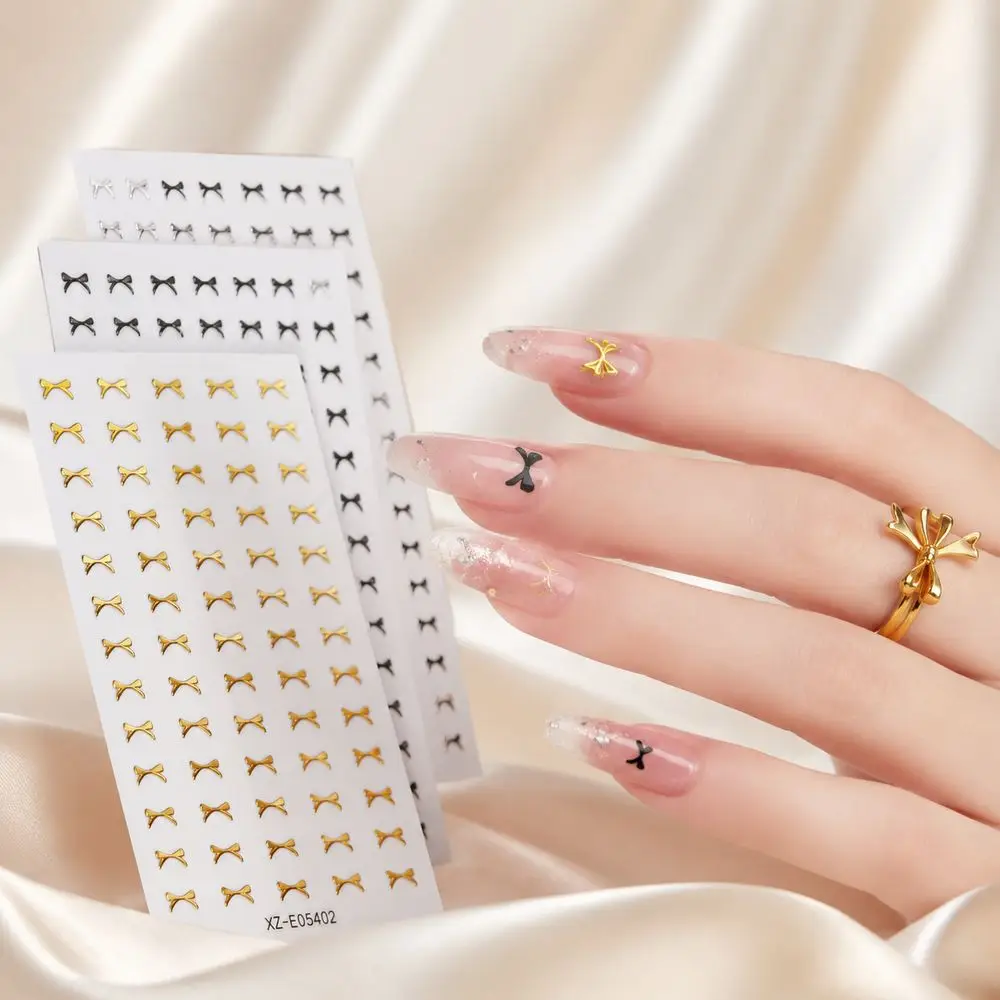 4Pcs Tiny Mini Bow Nail Art Stickers Kit Self‑Adhesive Multi‑Color Bow Decals For Ladies Casual & Party Manicure Nail Decoration