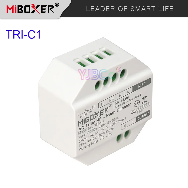 miboxer tri c1 ac triac rf push dimmer switch 110v 220v 24g controle remoto sem fio para lampada de luz led de cor unica 01