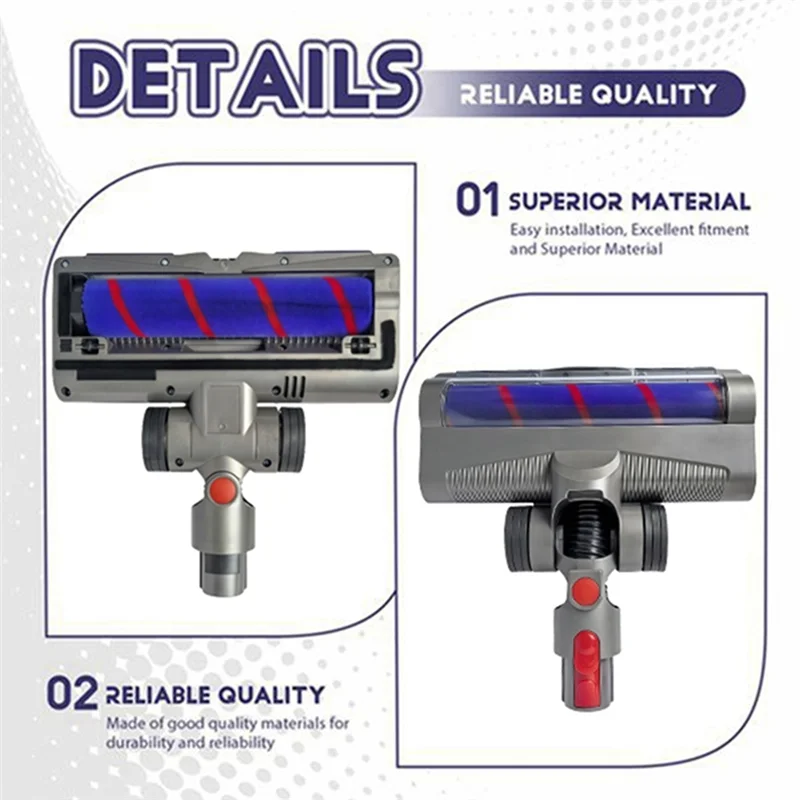 

Efficient-Soft Roller Brush Head For Dyson V7 V8 V10 V11 V15 Vacuum Attachments With Green Dust Light For Hardwood Floor Carpets