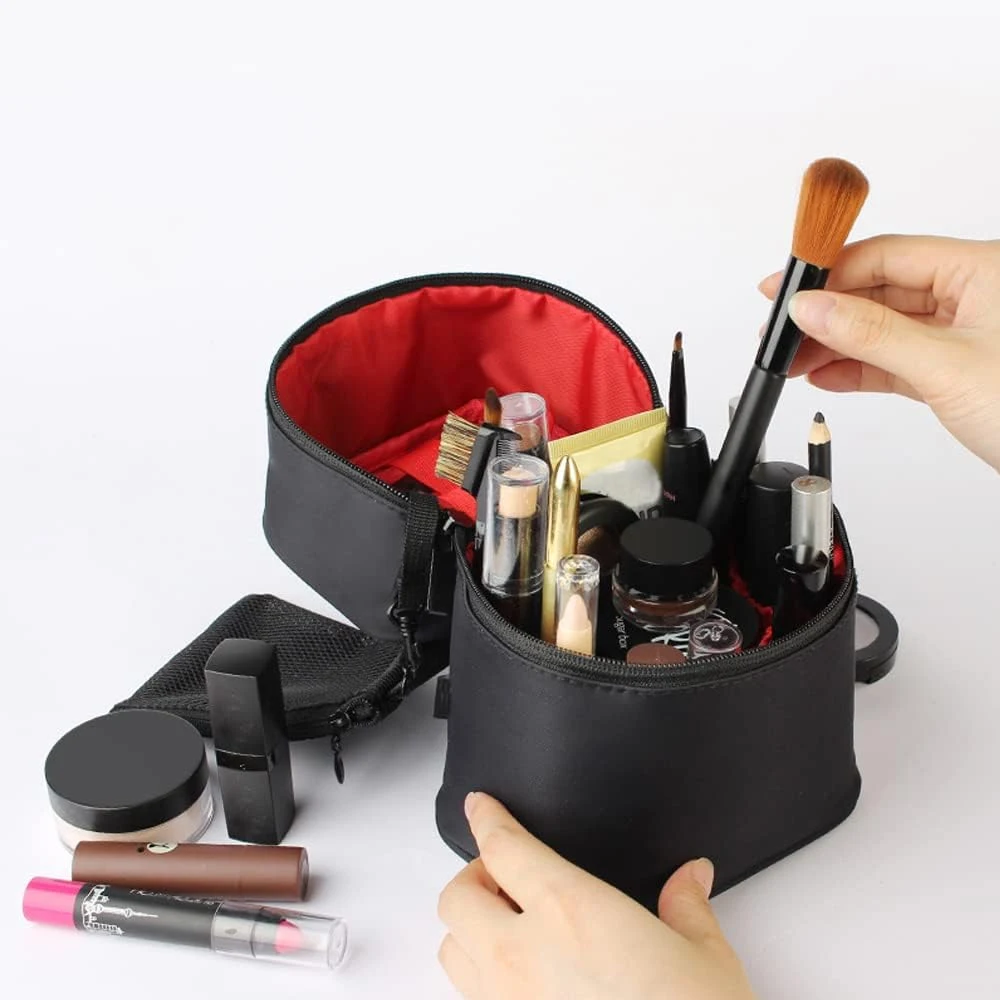 1pcs Portable Makeup Bag for Women, Large Capacity Travel Cosmetic Case with Handle, Multi-compartment Organizer Storage Bag