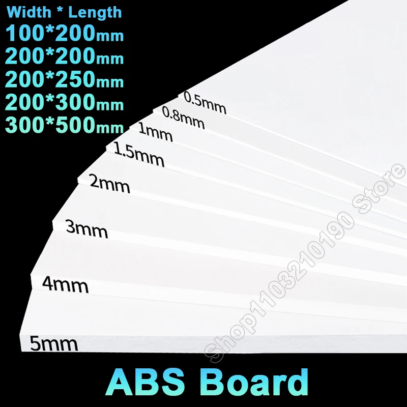 1-10Pcs White ABS Plastic Board Sheet Plate Material for DIY Model Part Accessories Thick 0.5/0.8/1/1.5/2/3/4/5mm L=100-500mm