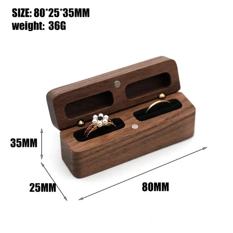 Wooden Couple Ring Storage Box Jewelry Organizer For Lovers Ring Storage Box Wedding And Daily Jewelry Protection