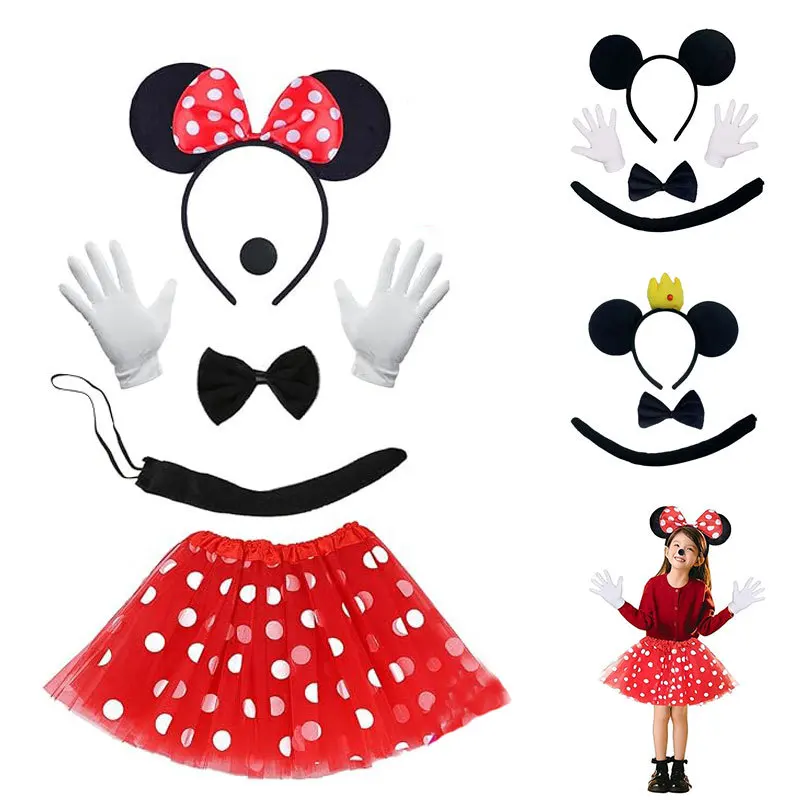 

Children Mouse Costume Mouse Tutu Skirt Headband Tail with Mouse Ears Gloves Nose Bow Tie Bow Carnival Costume Theme