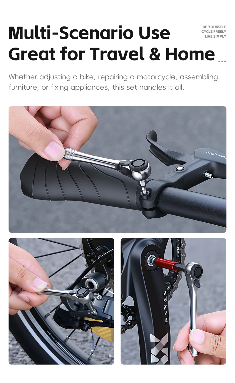 WEST BIKING Fahrradwerkzeug-Set mit Ratschenschlüssel, S2-Legierungsstahl-Bits, tragbares Fahrrad-Reparaturset mit magnetischer Verlängerungsstange – Detail 8