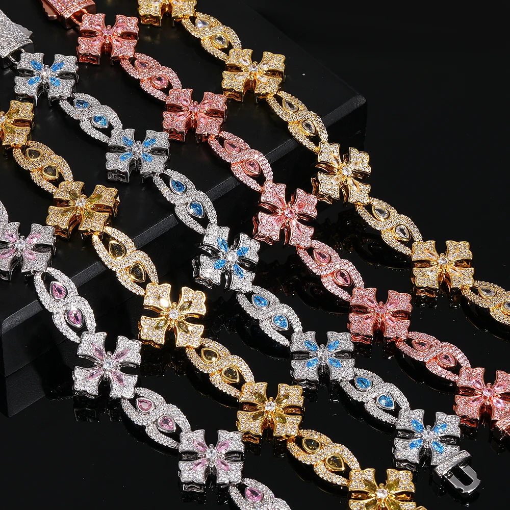 Floral Hourse Eyes Zirconia 8 Figure Infinity Bracelet Cuban Chain Water Drop Stones Full Paved CZ Luxury Jewelry For Women Gift