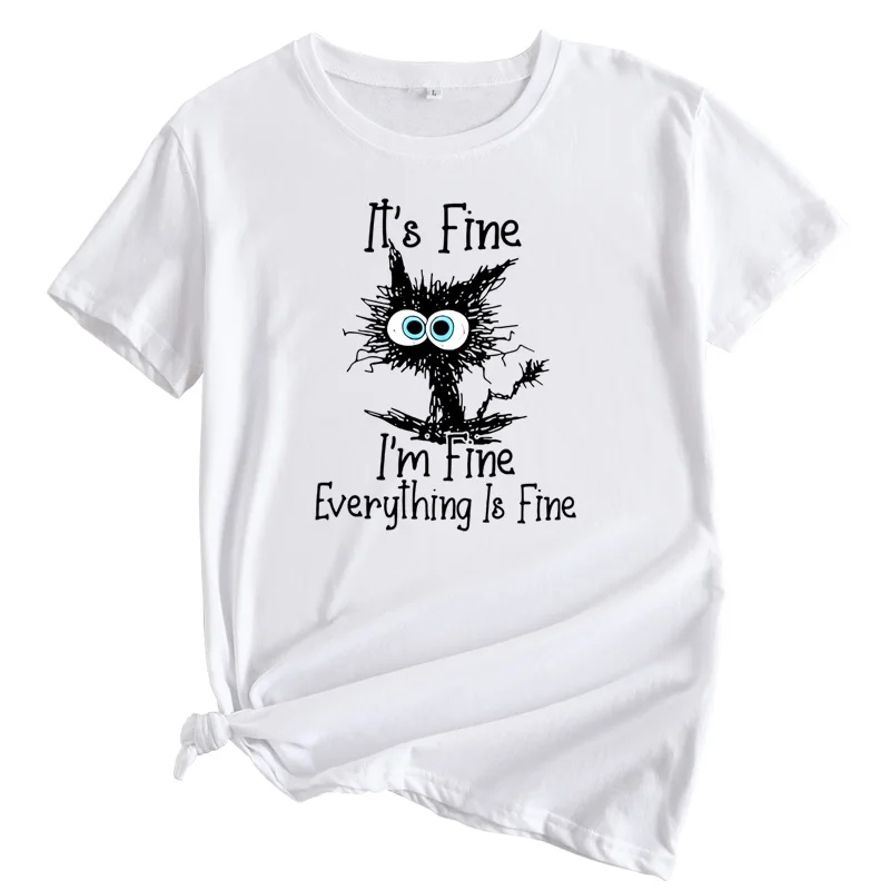 

Pure Cotton Letter Women's T-irt Summer Street Sle round Ne Print Casual Loose Fit ort Sve Top for Ladies