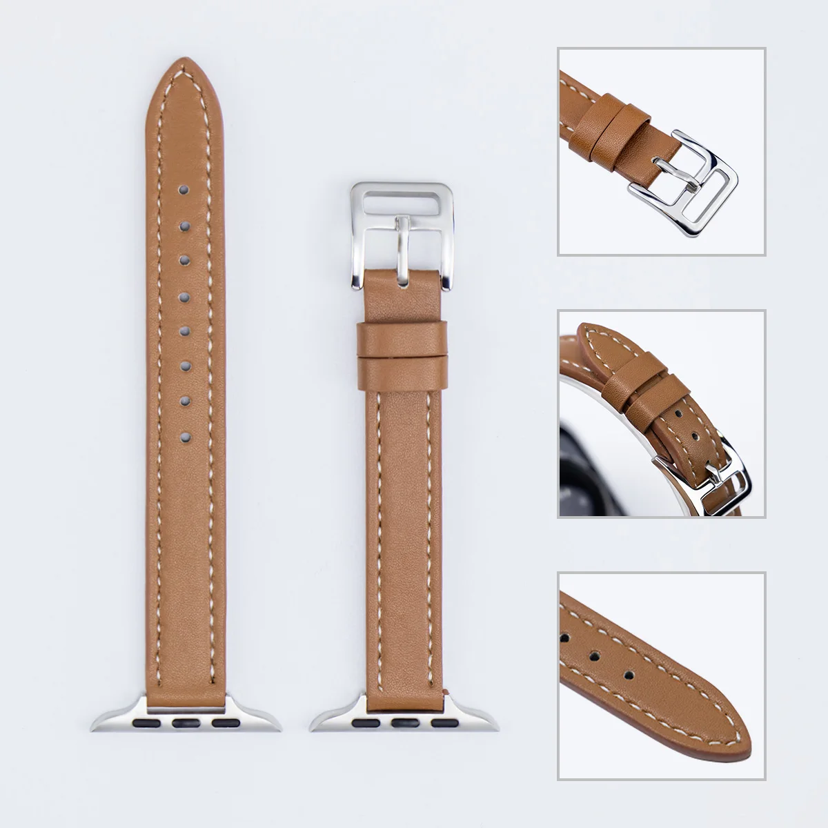 Slim Leather Strap for Apple Watch Band Ultra 2 49mm 45mm 44mm 42mm 40mm 41mm Leather Bracelet for IWatch Series 9 8 7 6 SE 5 4