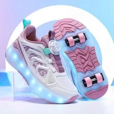 

New illuminated four-wheel running shoes, children's outdoor roller skates, outdoor roller skates children's gifts kids sneakers